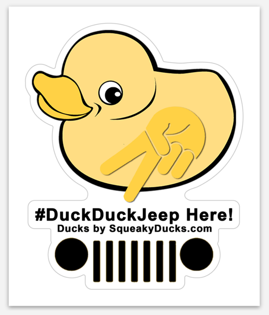 SqueakyDucks #DuckDuckJeep Here Sticker