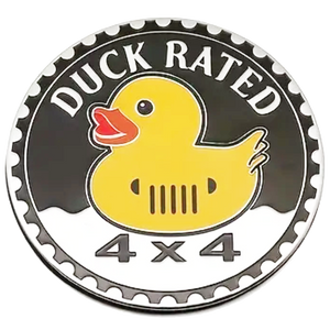 Duck Rated 4x4 Metallic Badge designed for Jeep Wrangler or Cherokee - Stick Anywhere